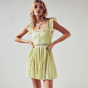 Free people Verona dress- lime green $128 retail